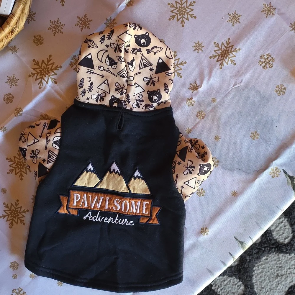 Bond & Co Black Cream Dog Hoodie Large Pawesome Adventure #DGC2-LX